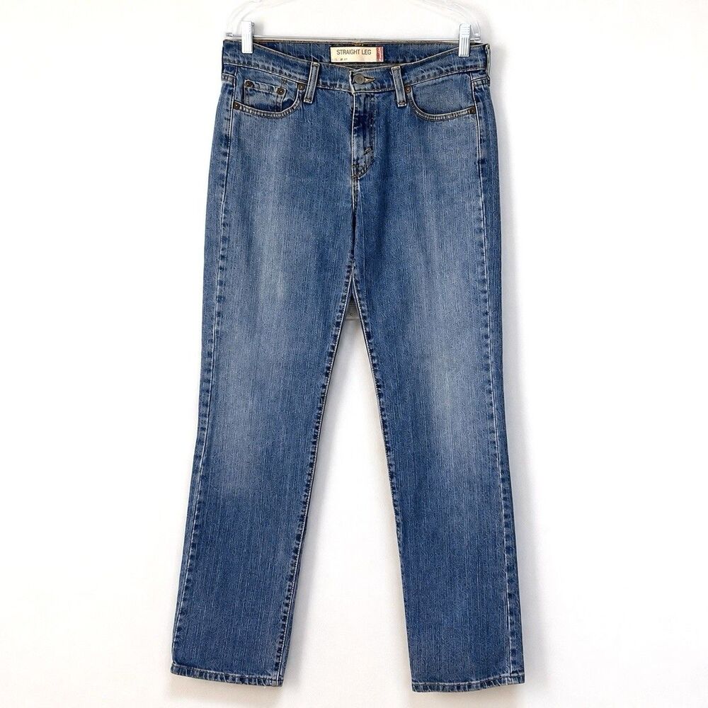 Levi’s Straight Leg Jeans Womens Size 10 Long 33x32.5 Medium Wash Stretch Denim